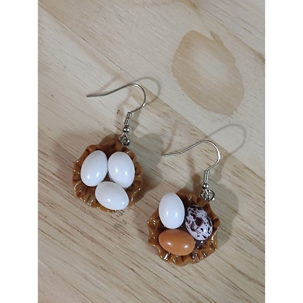 Egg and Nest Earrings Dangle Fashion Jewelry - Picture 2 of 16